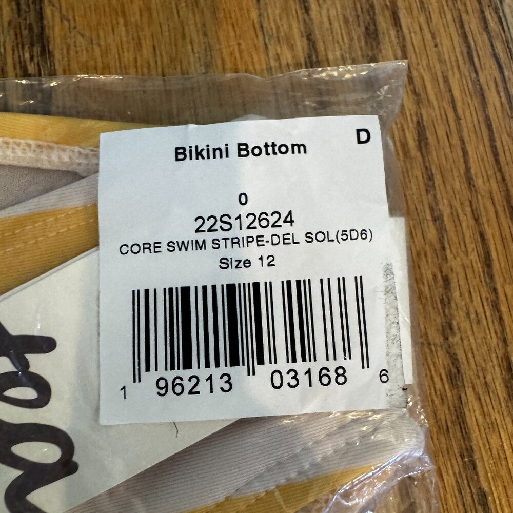 NWT Tea Collection Bikini Bottom Core Swim Yellow Stripe Del Sol Size 12 - Picture 3 of 3